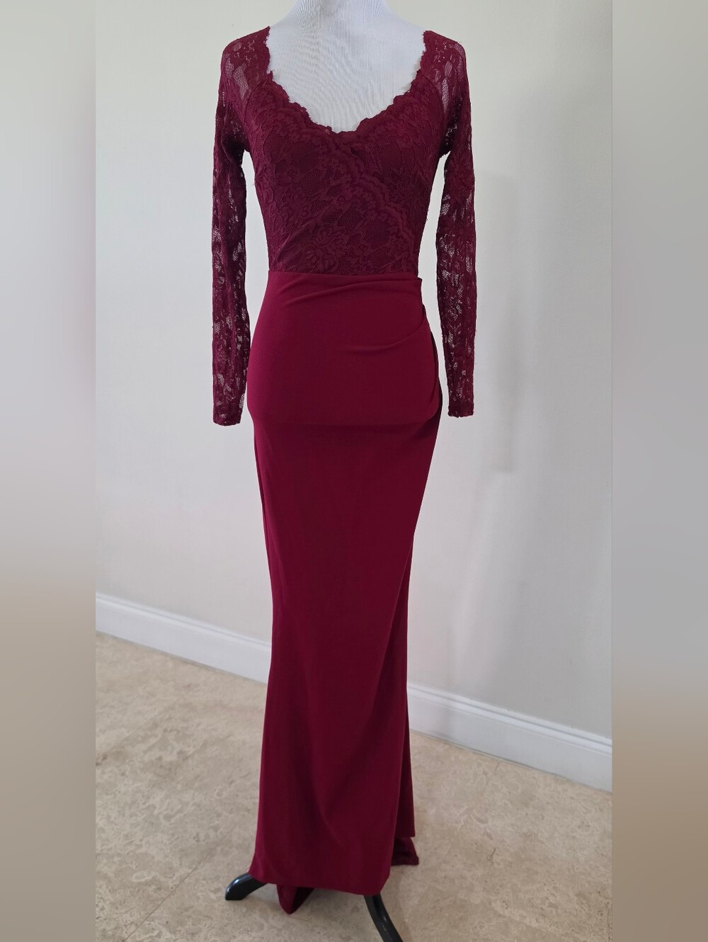 Elegant Burgandy Evening Mermaid Silhouette